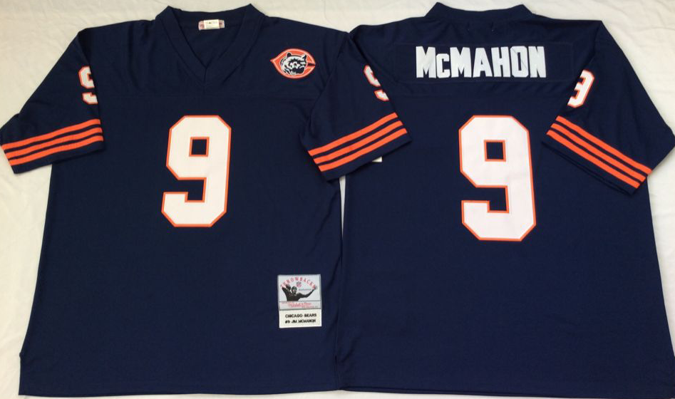 Men NFL Chicago Bears 9 McMahon blue style 2 Mitchell Ness jerseys